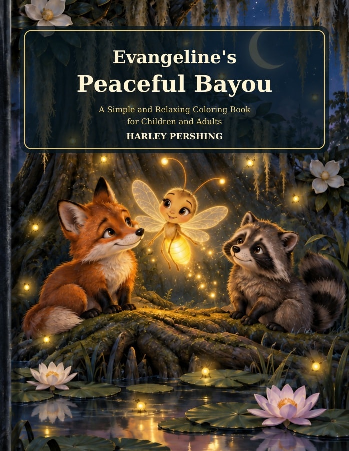 Cover of Evangeline's Peaceful Bayou coloring book by Harley Pershing